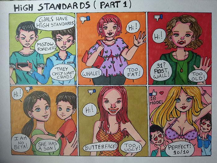 comics - High Standards Part 1 Girls Have HiGH Standards Hi! Hi ! Mgtow Forever! 1972 Hoid Too They Only Want Chad! 31? Post Chale! Fat! Wall! Old! Hi! 28 Model 2 16 Hi! I Am No ! ! She Has A Son ! Butterface! Too Ugly! Perfect! 1010