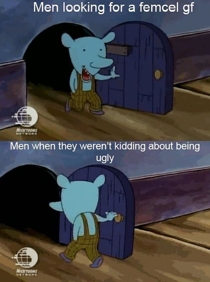 catdog mouse meme - Men looking for a femcel gf Aktoons Network Men when they weren't kidding about being ugly Nitoons