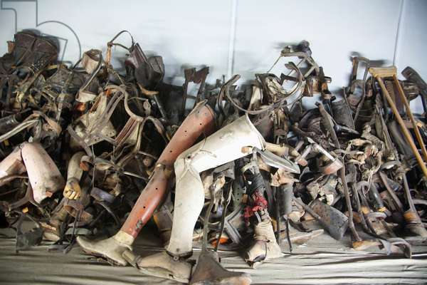 Prosthetic devices belonging to handicapped people murdered at the Auschwitz Concentration Camp