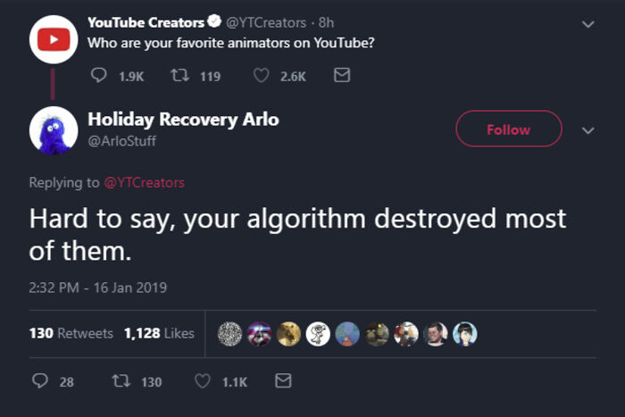 r murderedbywords youtube - YouTube Creators . 8h Who are your favorite animators on YouTube? 2 119 Holiday Recovery Arlo Hard to say, your algorithm destroyed most of them. 130 1,128 40 28 12 130