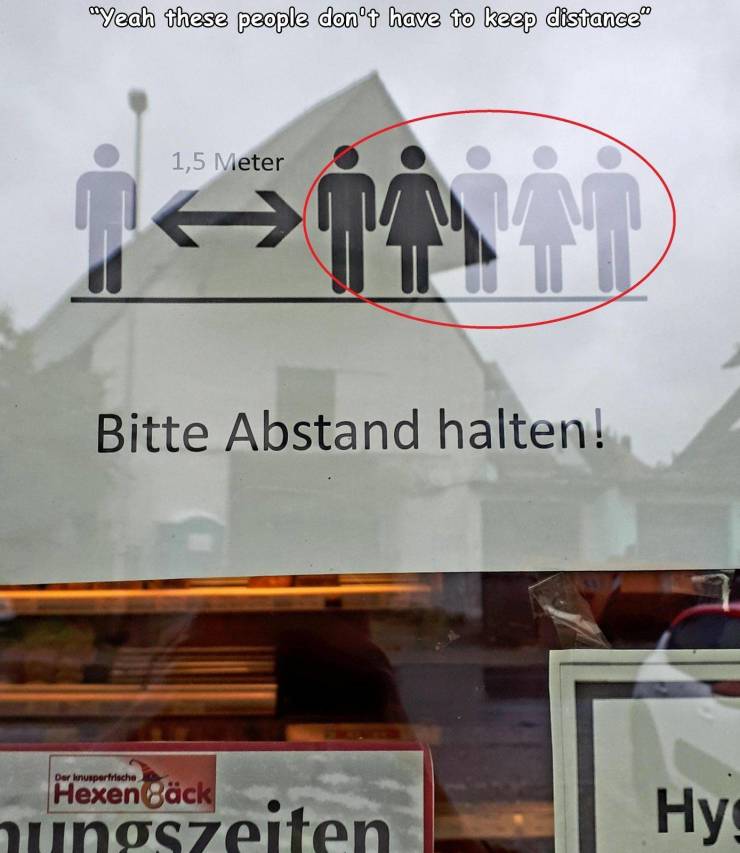 poster - "yeah these people don't have to keep distance" 1,5 Meter O Tan Bitte Abstand halten! Der hnusperfrische Hexen Bck nungszeiten !
