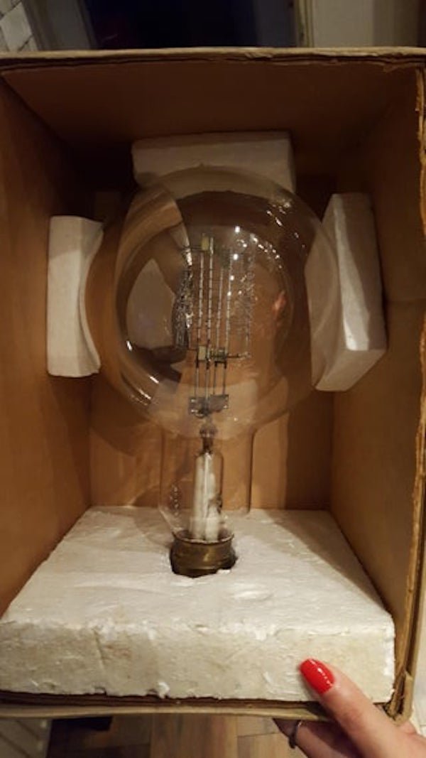 Found this lightbulb? while cleaning out my mother-in-law’s attic.

A: Looks like a vintage Edison globe bulb.