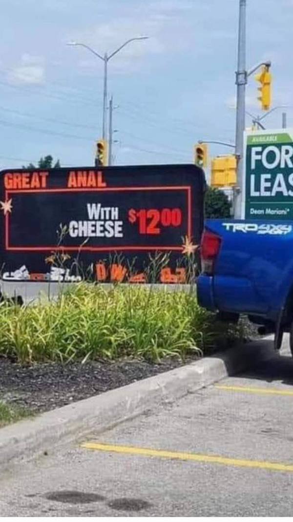 funny sign fails - great anal with cheese