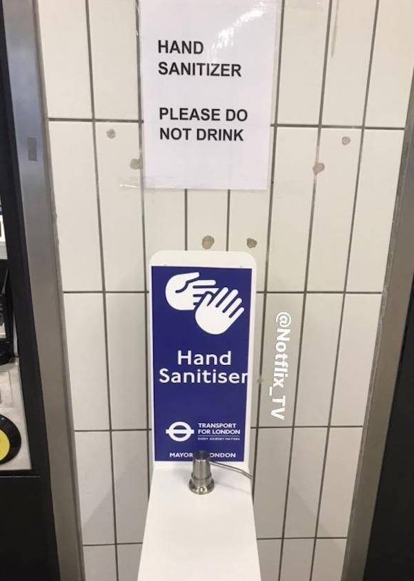 funny sign fails - hand sanitizer please do not drink