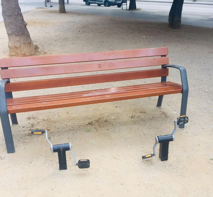 “A bench with peddles in Spain”