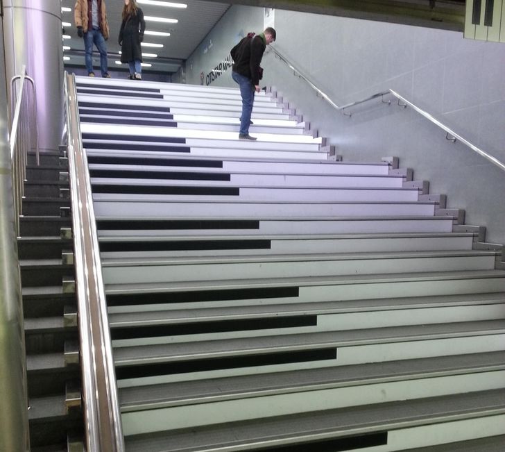 These steps in Dallas light up and play piano notes as you walk on them.