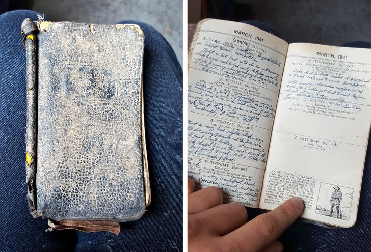 “My friend works in a recycling center. He found a planner from 1941.”
