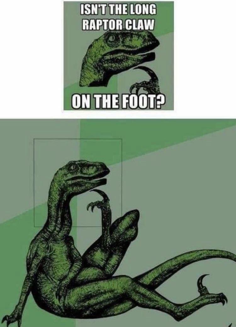 meme philosoraptor - Isn'T The Long Raptor Claw On The Foot?