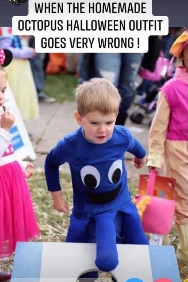 toddler - When The Homemade Octopus Halloween Outfit Goes Very Wrong!