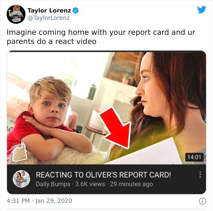 funny parenting -- Imagine coming home with your report card and ur parents do a react video Reacting To Oliver'S Report Card!