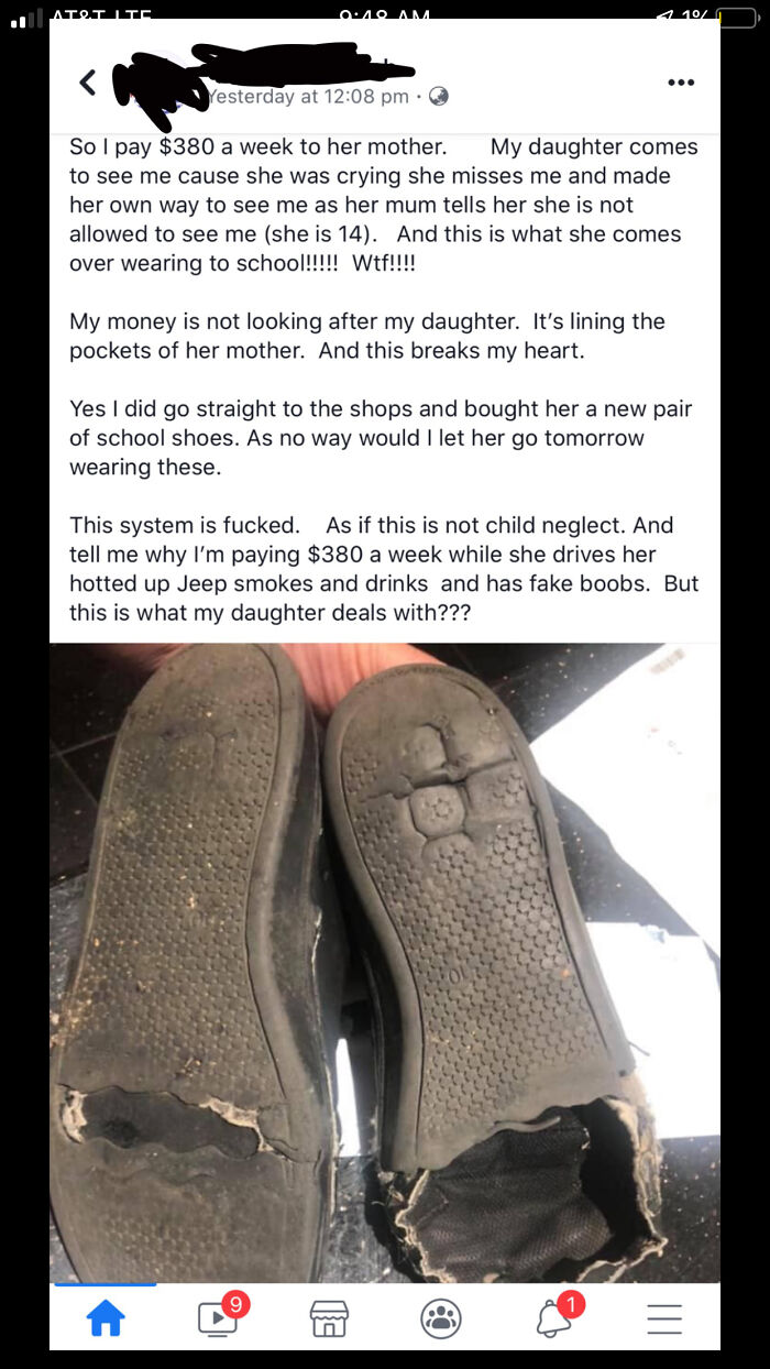 funny parenting - So I pay $380 a week to her mother. My daughter comes to see me cause she was crying she misses me and made her own way to see me as her mum tells her she is not allowed to see me she is 14. And this is what she c