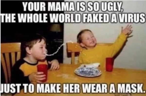 yo mama so fat meme - Your Mama Is So Ugly The Whole World Faked A Virus Just To Make Her Wear A Mask.
