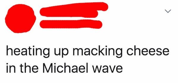 hand - O heating up macking cheese in the Michael wave