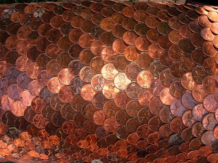 Pennies that look like fish scales