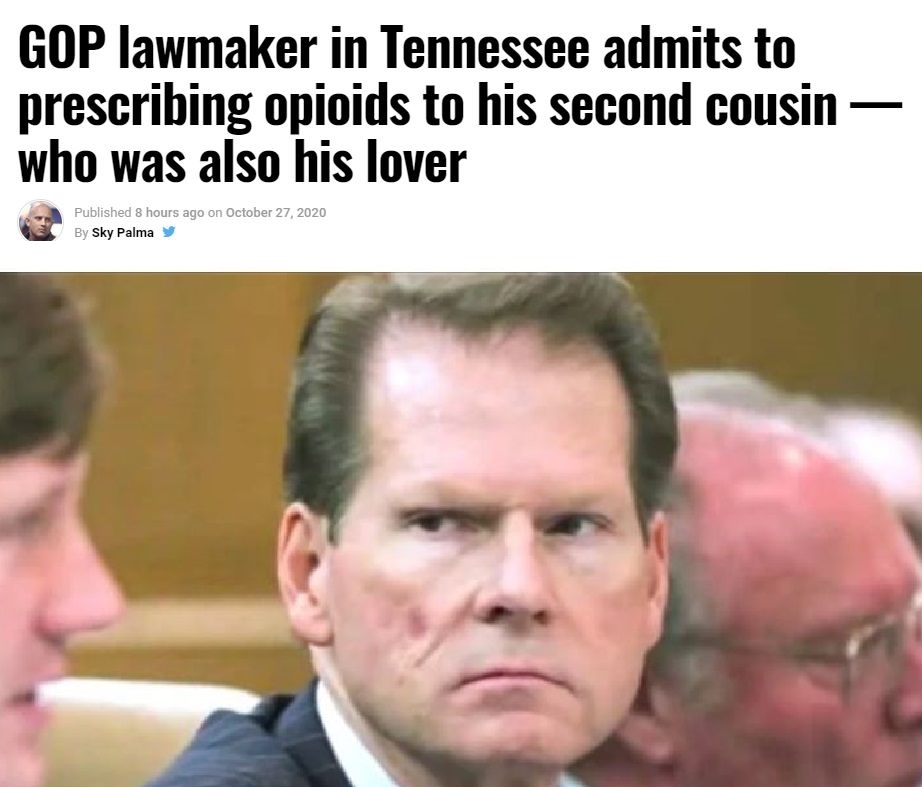 photo caption - Gop lawmaker in Tennessee admits to prescribing opioids to his second cousin who was also his lover Published 8 hours ago on By Sky Palma