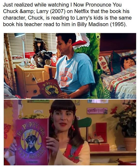 billy madison - Just realized while watching I Now Pronounce You Chuck &amp; Larry 2007 on Netflix that the book his character, Chuck, is reading to Larry's kids is the same book his teacher read to him in Billy Madison 1995. Sa Ens Ve Wa The Po Who