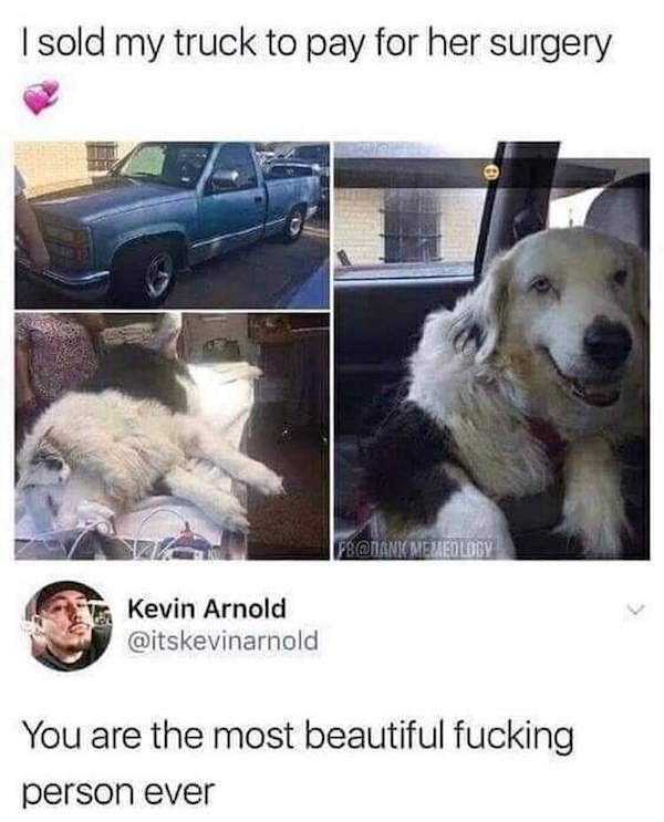 sold my truck to pay for her surgery - I sold my truck to pay for her surgery Fr Memeology Kevin Arnold You are the most beautiful fucking person ever