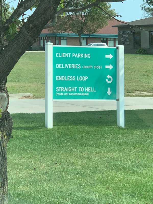 grass - Southpointe Family Dental 423 3333 Client Parking Deliveries south side Endless Loop Straight To Hell route not recommended