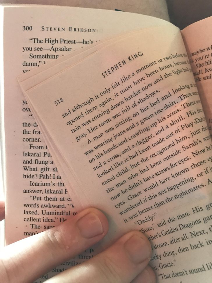 “My book has a chapter from another book printed inside.”