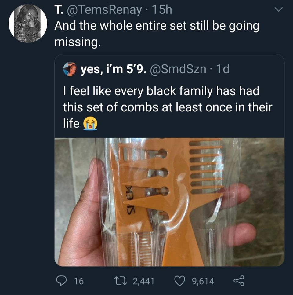 guitar - T. 15h And the whole entire set still be going missing. yes, i'm 5'9. 1d I feel every black family has had this set of combs at least once in their life Si Ek 16 27 2,441 9,614