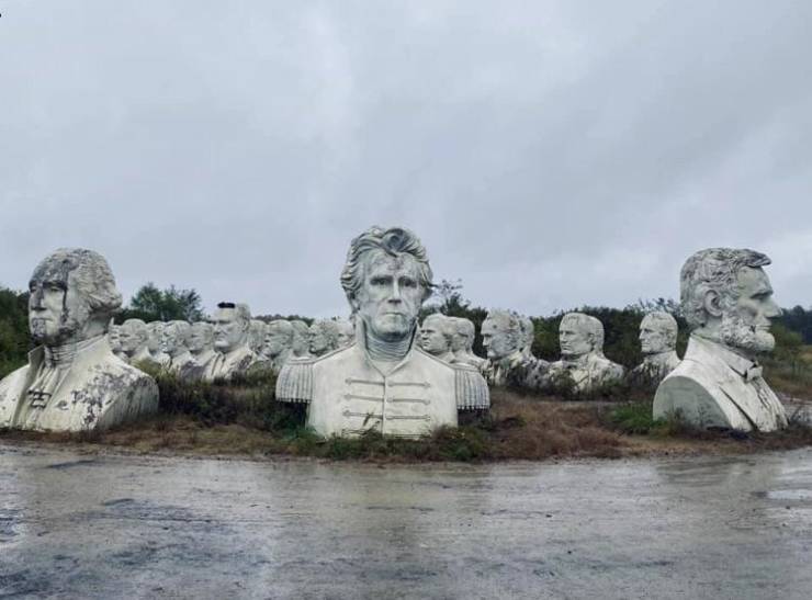 “Busts of former US presidents from a now closed museum in Virginia.”