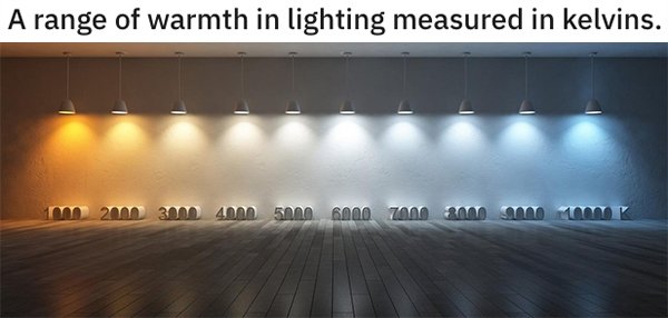 light temperatures - A range of warmth in lighting measured in kelvins. 2000 3000 4000 5000 6000 7000 8000 O Mak