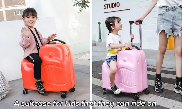 cool inventions - suitcase carry child - Studio A suitcase for kids that they can ride on