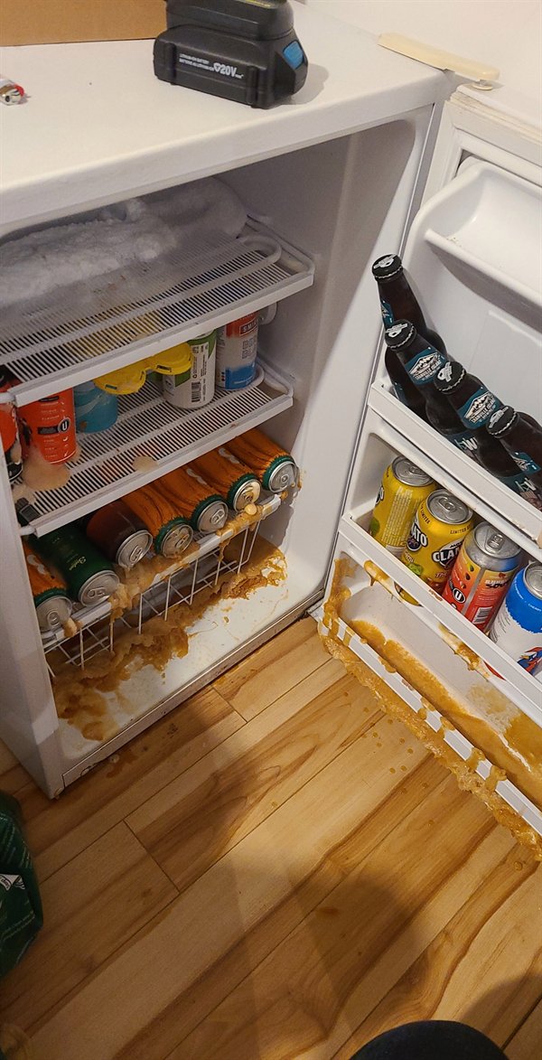 “Bought a house in July and they graciously left me a mini fridge in the basement, after moving all my beer and alcohol downstairs I discovered it was in fact a freezer.”