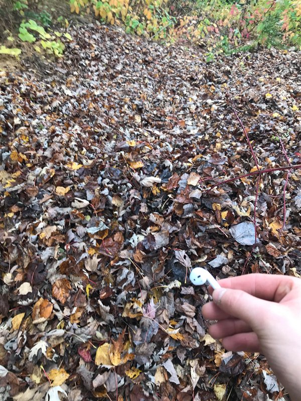 “My other air pod fell out while dumping another pile.”