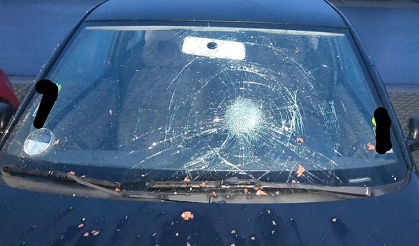 “Someone randomly threw a watermelon at my car in the middle of the night. It looks very violent with the pieces of watermelon..”