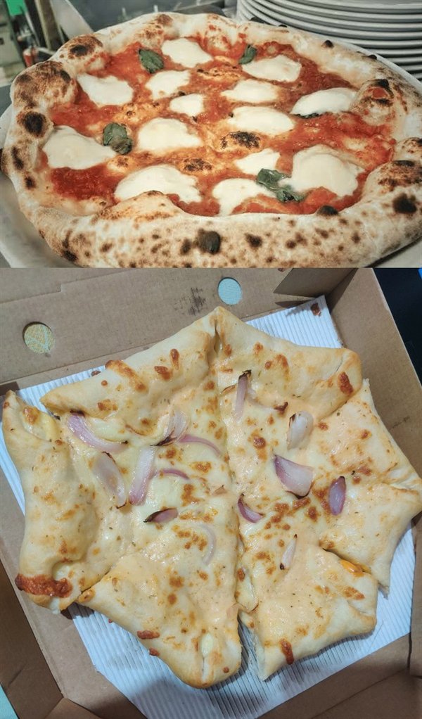 “Pizza the delivery app promised vs the Pizza I received.”