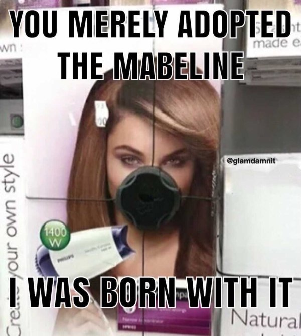 maybelline bane meme - You Merely Adopted The Mabeline ht made e wn Creour own style 1400 w I Was Born With It Natura
