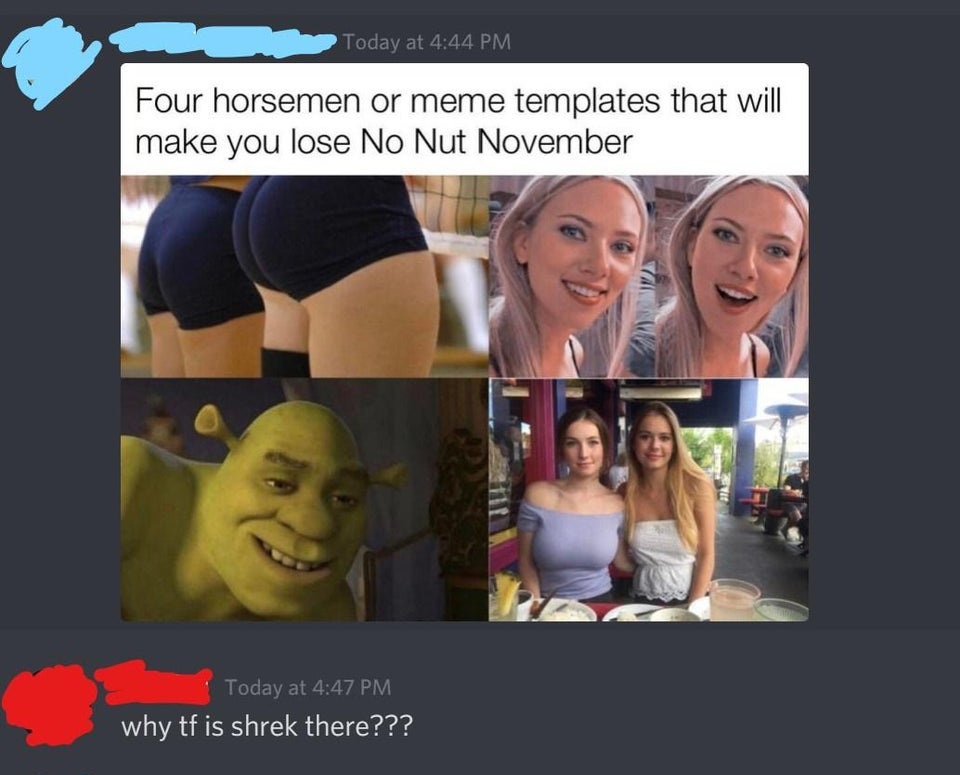 volleyball ass - Today at Four horsemen or meme templates that will make you lose No Nut November Today at why tf is shrek there???