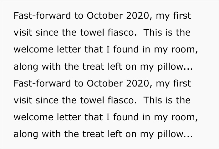 quotes - Fastforward to , my first visit since the towel fiasco. This is the welcome letter that I found in my room, along with the treat left on my pillow... Fastforward to , my first visit since the towel fiasco. This is the welcome letter that I found 