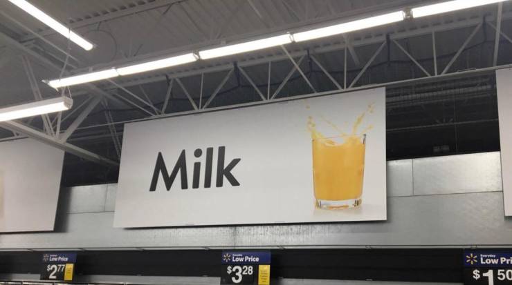 funny pics - milk sign with picture of orange juice