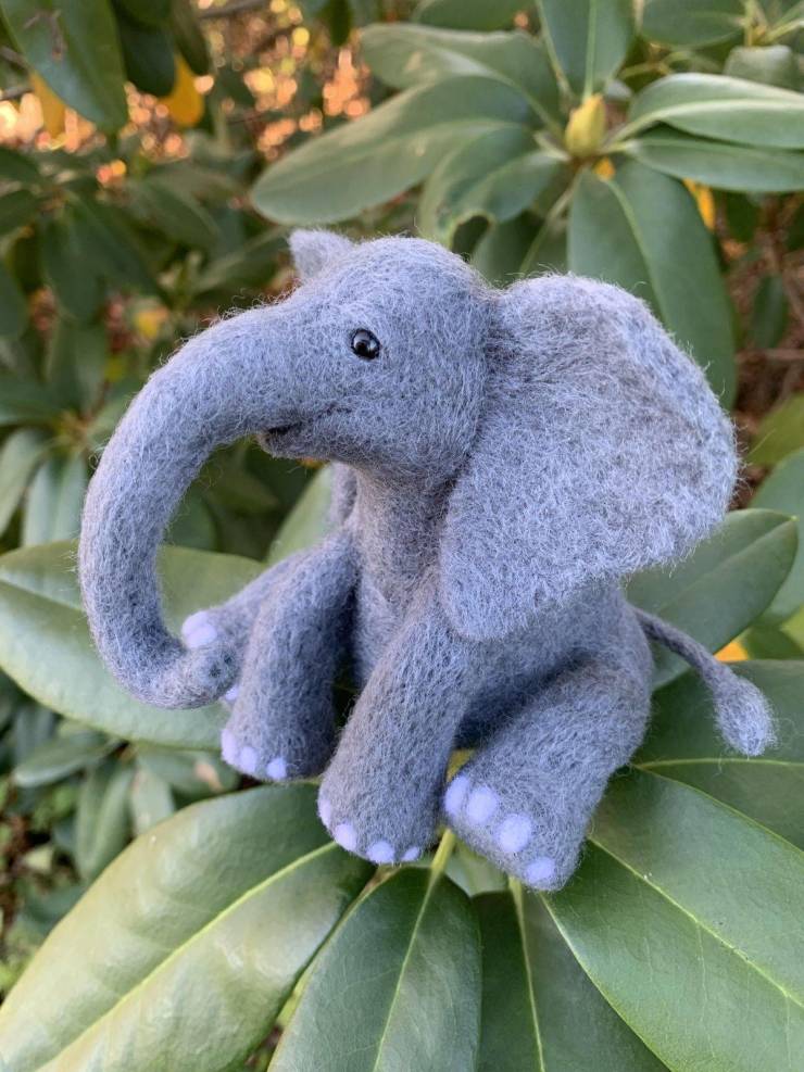 “I needle felted an elephant out of wool.”