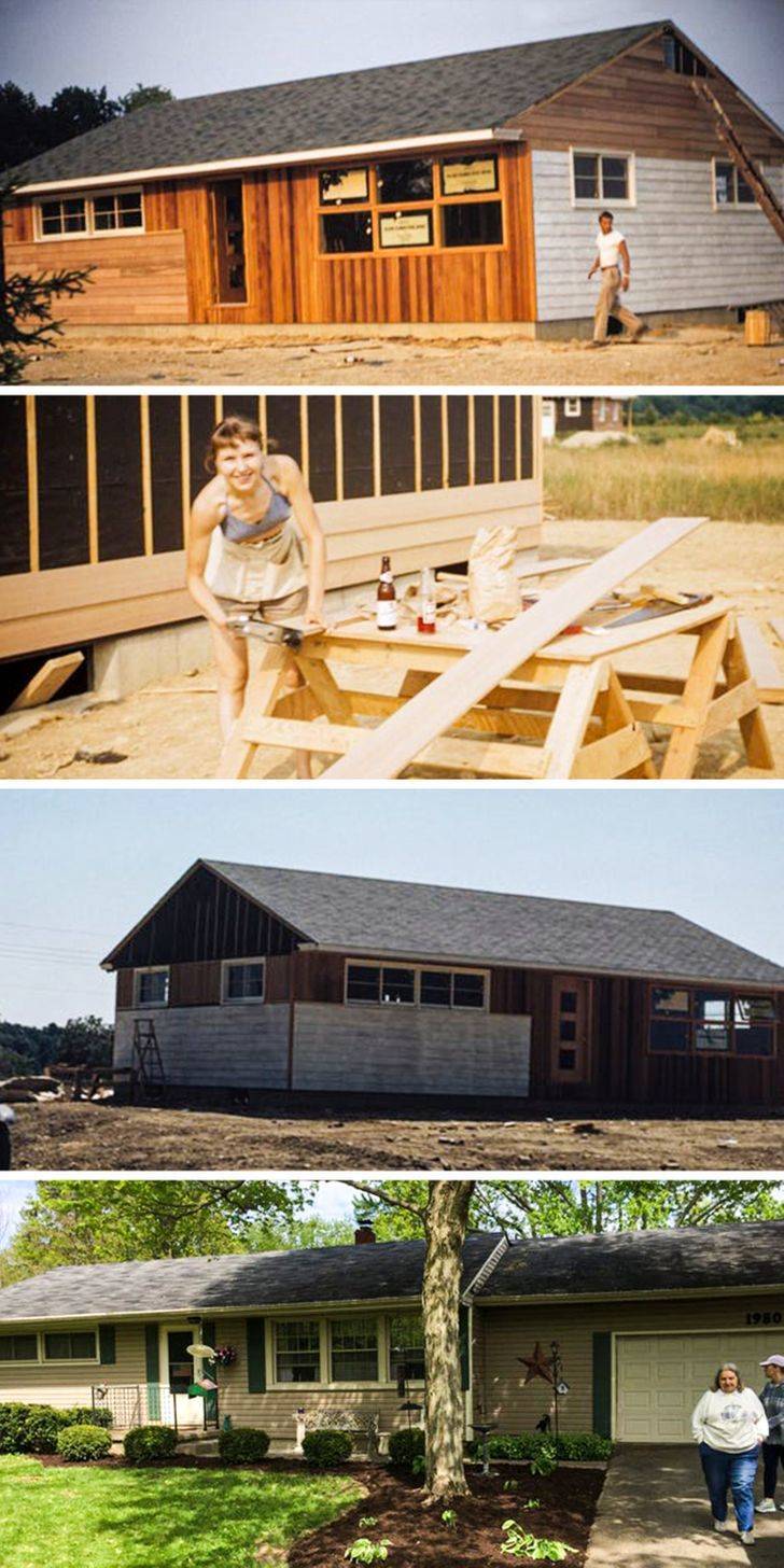 "My mom and dad building their house in 1953. My mom (91 now) still lives there."