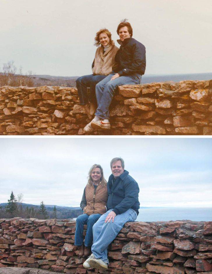 "My dad and his current girlfriend 34 years later!"