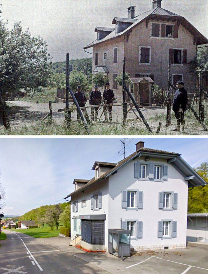 "Beurnevesin, border to canton Bern: 1917 and 2011"