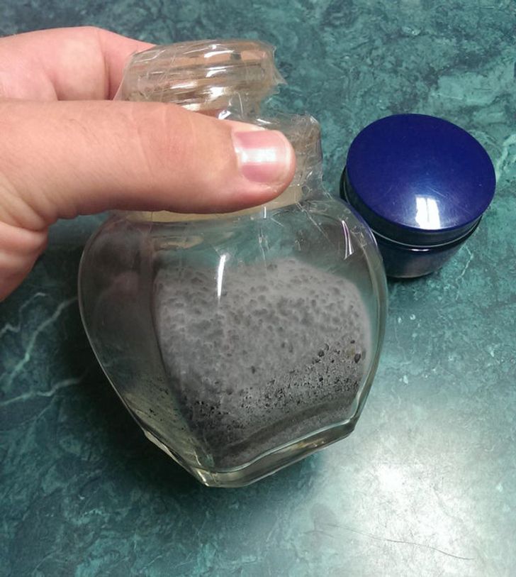 A jar of sugar left in storage for 20 years