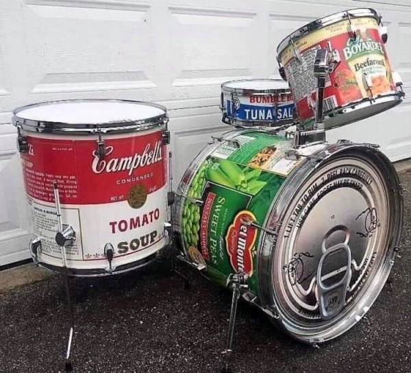 soup can drum kit - A Boyard Beefarm Bumelebi Tuna Sal Campos Condensed Un Nit Y Tyson Tomato Asoup Sweet Peas Cel Jet monti wan Ar