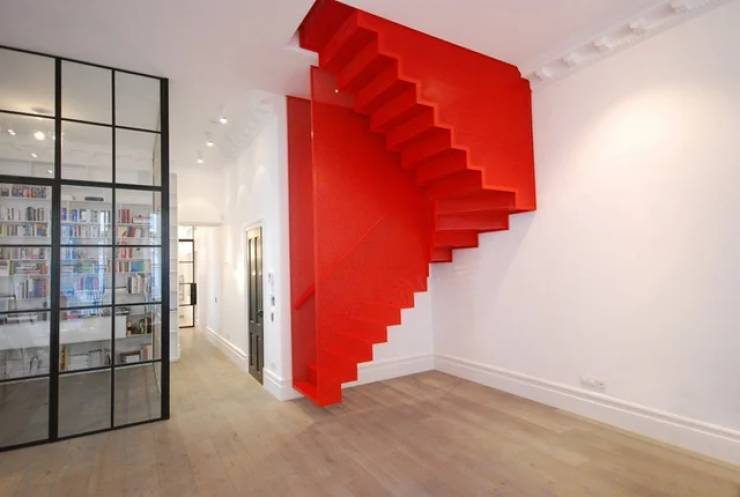 hanging red stairs