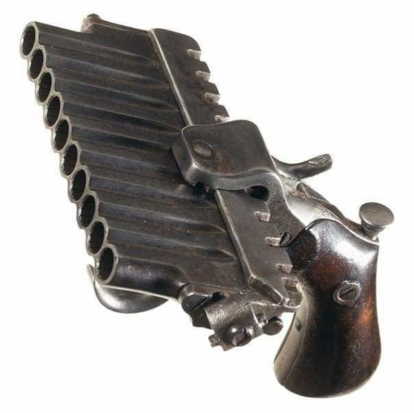 “An extremely-rare 10-shot harmonica pistol from the 19th century. Wow!”