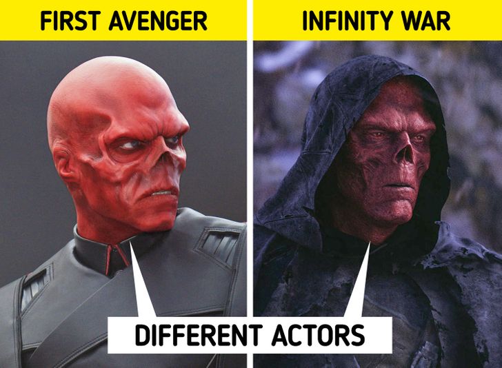 In Captain America: The First Avenger, Hugo Weaving portrayed the villainous Red Skull, who is teleported into unknown parts of space at the end of the movie. To many fans’ surprise, he later returns in both Infinity War and Endgame as a stonekeeper. However, the character was actually recast and portrayed by actor Ross Marquand.