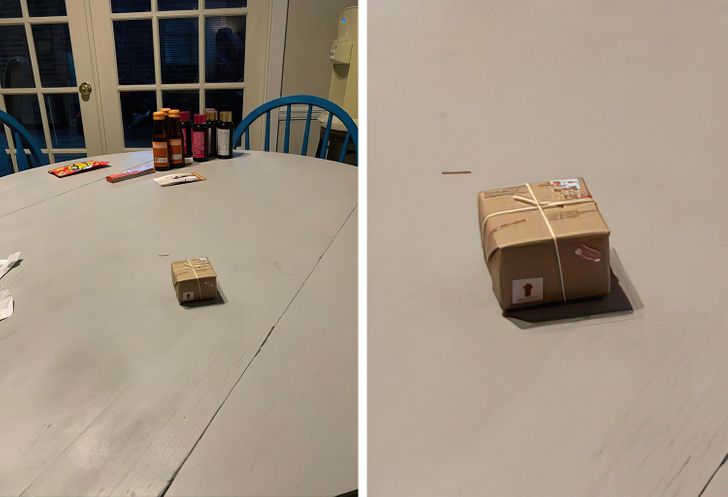 10. “My friend mailed me this very tiny package.”