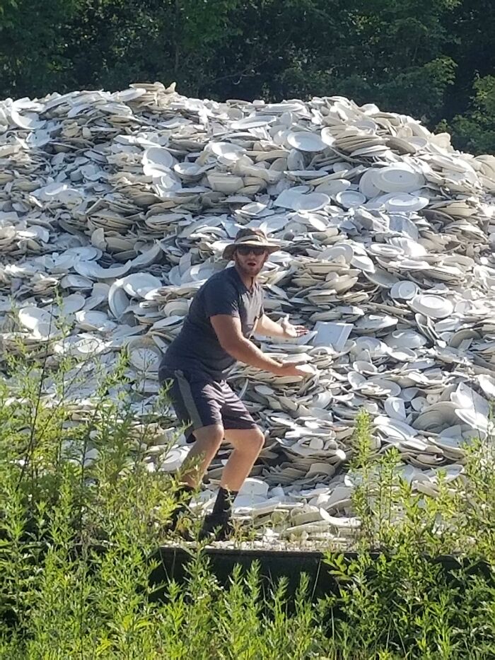 I Was Driving Through The Back Roads Of Pennsylvania On The Way To A Camping Spot And Found A Mountain Of Ceramic Dishes And Tea Cups In The Middle Of The Woods!?....