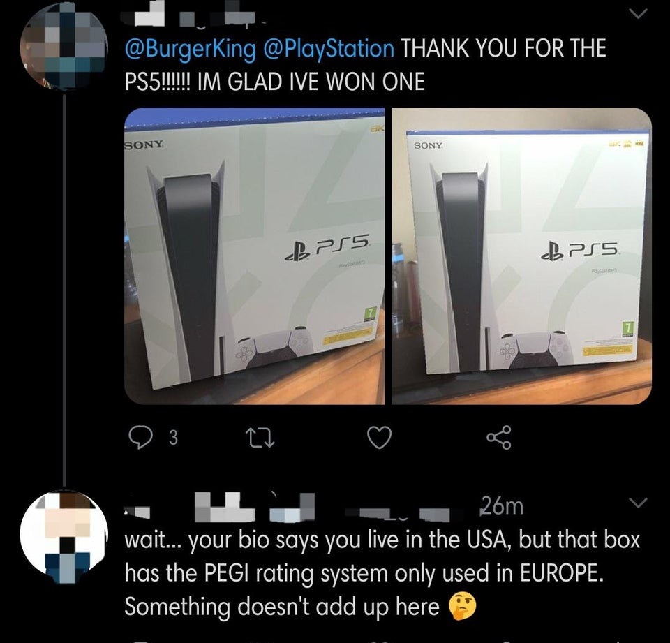 electronics - Thank You For The PS5!!!!!! Im Glad Ive Won One Sony Sony BPS5 DPS5 > 3 3 12 u 26m wait... your bio says you live in the Usa, but that box has the Pegi rating system only used in Europe. Something doesn't add up here