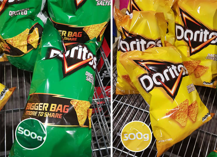 "Last year, someone on Reddit noticed how a "Bigger Bag, More To Share" pack of Doritos actually had the same amount of chips as the regular size pack. "More air to share," someone joked in the comments."