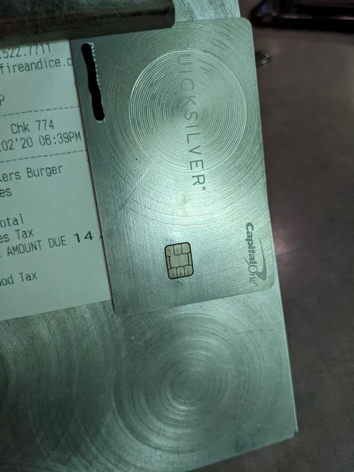 “My card matched the clipboard at a restaurant.”