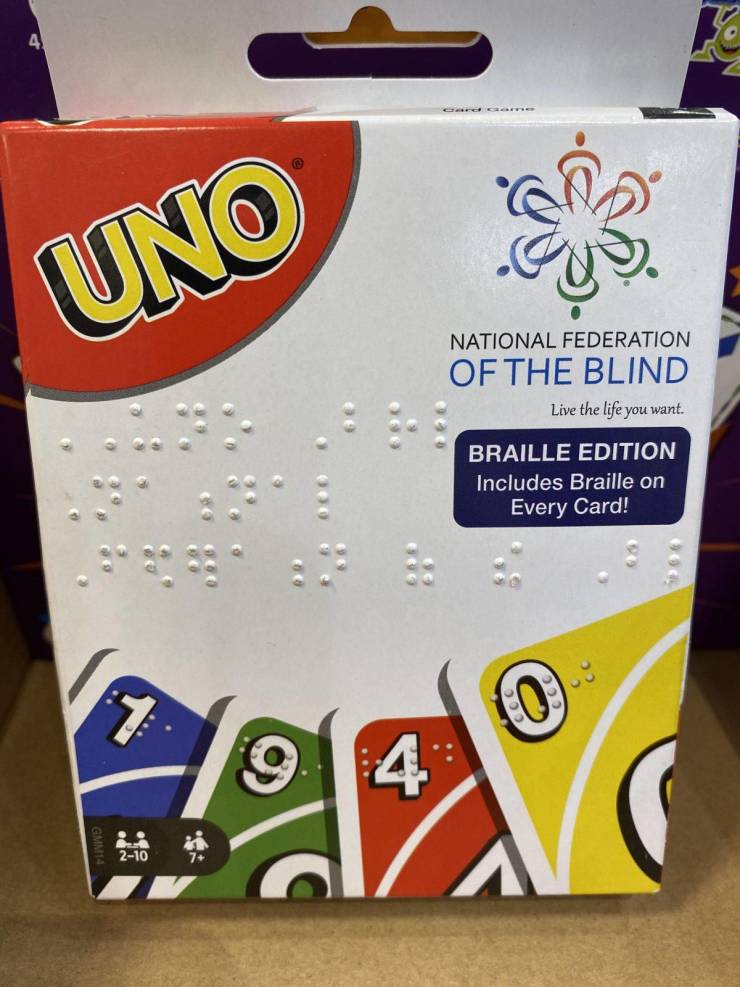 Uno National Federation Of The Blind Live the life you want Braille Edition Includes Braille on Every Card! 9 4 210 7